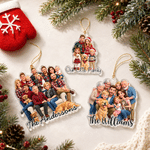 Personalized 3D-Style Art Cartoon Family Photo Acrylic Ornament with Family Name Tree Decoration Christmas Gift for Families