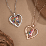 Collana personalizzata in argento sterling con cuore, foto e puzzle in stile cartone animato, con nome e iniziale: regalo di compleanno per il Mese della sensibilizzazione sull’autismo, dedicato ai fa