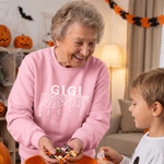 Personalized Grandma Spooky Spider Web T-shirt Sweatshirt Hoodie with Names and Title Daily Wear Halloween Gift for Mom Grandma Family