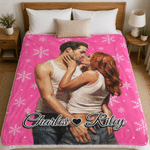 Personalized Oil Painting Style Couple Photo Soft Throw Blanket with Name Christmas Birthday  Anniversary Gift for Couple Girlfriend Boyfriend
