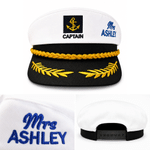 Personalized Multicolor Mr Mrs Gold Leaf Anchor Embroidered Captain Hat with Name Cruise Ship Vacation Beach Party Birthday Gift for Friend
