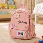 Personalised Flower Star Felt Design Waterproof Nylon Backpack with Name Back to School Birthday Gift for Kids Students