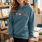 Gepersonaliseerde, schattige schoolspullen: T-shirt, sweatshirt en hoodie voor leraren met geborduurde naam – een bedankcadeau voor onderwijzers