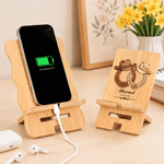 Personalized Retro Style Cowboy Hat Horseshoe Bamboo Phone Stand with Couple Names Text and Date Daily Use Birthday Anniversary Gift for Couple