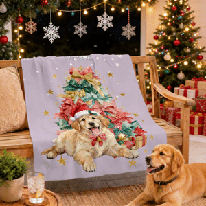 Personalised Watercolor Christmas Pet Portrait Soft Throw Blanket with Photo and Name Home Decor Christmas Gift for Pet Owners Lovers