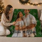 Personalized Oil Painting Style Couple Photo Soft Throw Blanket with Name Christmas Birthday  Anniversary Gift for Couple Girlfriend Boyfriend