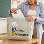 Personalisierte Cartoon-Lehrer große Tragetasche | aus Cord | mit Text und Studienfach | Schulanfang Geburtstag Geburtstag Geschenk für Lehrkräfte
