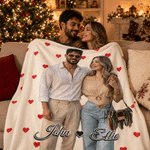 Personalized Oil Painting Style Couple Photo Soft Throw Blanket with Name Christmas Birthday  Anniversary Gift for Couple Girlfriend Boyfriend