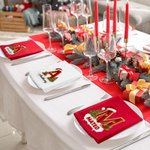 Personalized Christmas Hat Initial Holly Snowflake Christmas Napkin with Name Christmas Dinner Birthday Gift for Family Friends