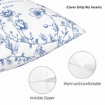 Personalized Toile De Jouy Style Flower Soft Throw Pillow Cover with Family Name and  Date Room Decor Cotton Wedding Anniversary Gift for Couple