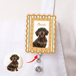 Carrete para tarjetas de identificación personalizado con foto de mascota en acuarela de estilo vintage y nombre: regalo para el Día de la Enfermería, de uso diario, para profesionales sanitarios y am 9