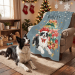 Personalised Watercolor Christmas Pet Portrait Soft Throw Blanket with Photo and Name Home Decor Christmas Gift for Pet Owners Lovers