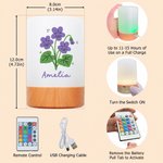 Personalised Birth Flower Dimmable Touch Control Rechargeable Night Light with Name Adjustable Colour Bedroom Decor Birthday Gift for Children