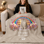 Personalised Pet Photo Rainbow Bridge Memorial Multicolour Throw Blanket with Name Text and Year Home Decor Sympathy Gift for Pet Owner Parent