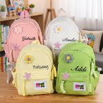 Personalised Flower Star Felt Design Waterproof Nylon Backpack with Name Back to School Birthday Gift for Kids Students