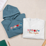 Gepersonaliseerde, schattige schoolspullen: T-shirt, sweatshirt en hoodie voor leraren met geborduurde naam – een bedankcadeau voor onderwijzers