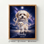 Personalized Pet Photo Starry Night Large Canvas Prints with Name and Text Home Decor Ship from USA Housewarming Memorial Gift for Pet Owners Lovers
