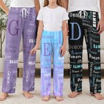 Personalised Multi-Font Name Multicolour Soft Skin-Friendly Pyjama Pants with Initial Daily Wear Christmas Birthday Gift for Family Kids