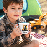 Personalized Cartoon Mermaid Excavator Dinosaur Race Car Truck Initial 12 oz Enamel Mug with Name Kindergarten Daily Use Birthday Gift for Kids