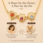 Collana in argento sterling con ciondolo personalizzato a forma di cuore, impronta di zampa di cane o gatto e pietra natale: elegante gioiello, regalo di compleanno per gli amanti degli animali domest