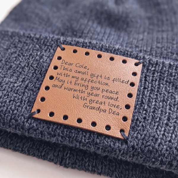 Personalised Handwriting Style Letter PU Leather Labels Tags with Text Sewing Birthday Gift for Knitting Lovers Crafters