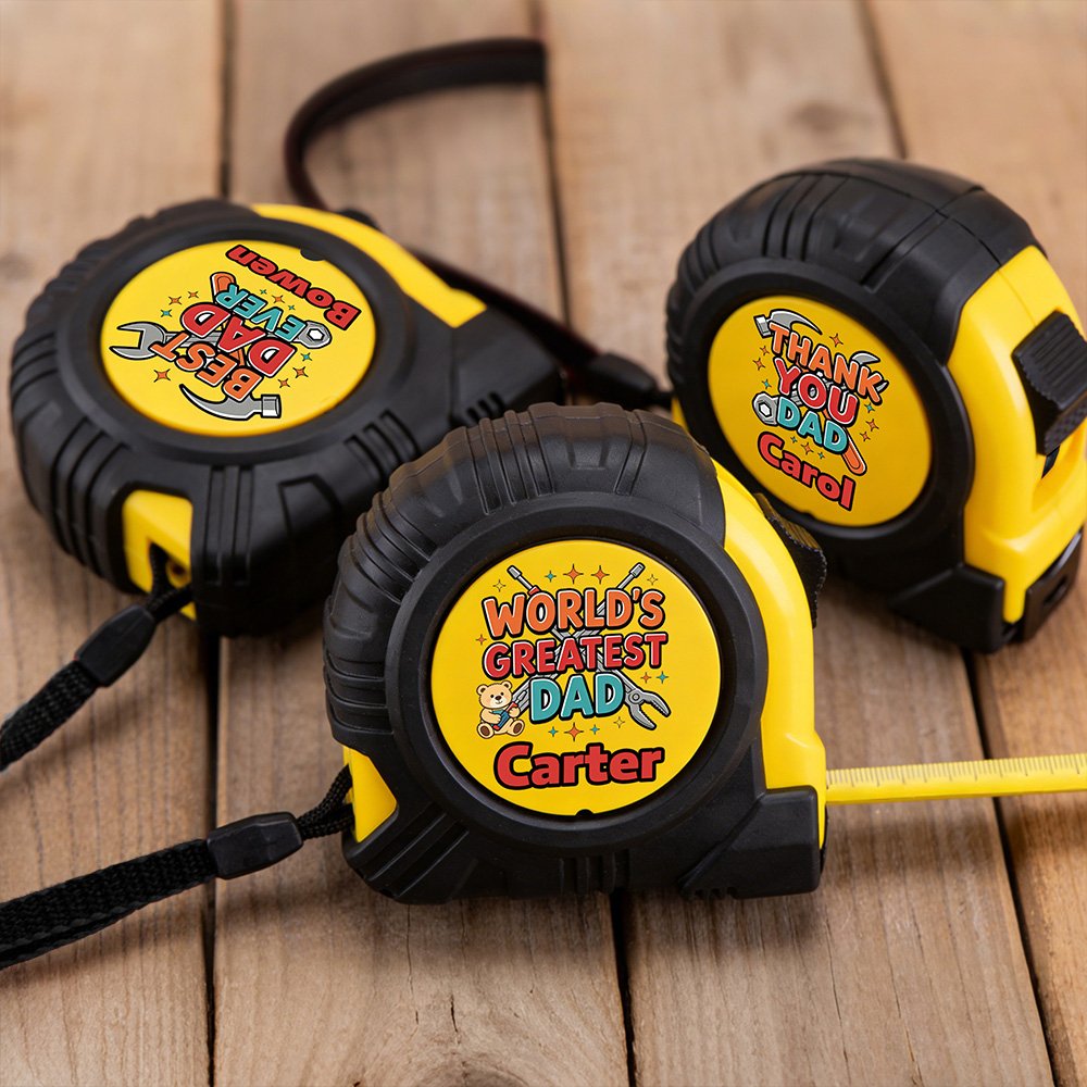 Personalised Best Dad Tape Measure with Name Father's Day Birthday Gift for Dad Grandad 2