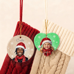 Personalized Snowflake Christmas Theme Cartoon Photo Character Ceramic Ornament with Name Christmas Gift for Family Friends