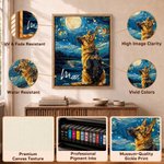 Photo personnalisée d'animal de compagnie dans le style de la peinture à l'huile – Reproductions sur toile « La Nuit étoilée » avec prénom – Décoration d'intérieur – Expédiée depuis les États-Unis – C
