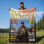 Personalized Top Hunter Magazine Photo Soft Throw Blanket with Name Home Decor Birthday Hunting Season Gift for Man
