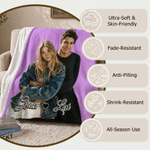 Personalized Oil Painting Style Couple Photo Soft Throw Blanket with Name Christmas Birthday  Anniversary Gift for Couple Girlfriend Boyfriend
