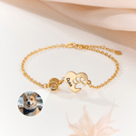 Personalised Heart Paw Photo Projection Bracelet with Engraved Name Birthday Gift for Pet Owners Lovers