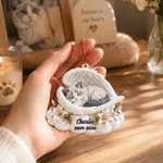 Decorazione personalizzata in acrilico con effetto 3D: foto dell'animale domestico con ali d'angelo, con nome e anno; regalo commemorativo e di condoglianze per i proprietari di animali domestici