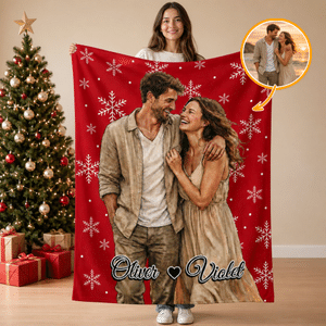 Personalized Oil Painting Style Couple Photo Soft Throw Blanket with Name Christmas Birthday  Anniversary Gift for Couple Girlfriend Boyfriend