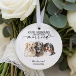 Adorno redondo de cerámica personalizado con foto de mascota con nombre y año Decoración de ventana Regalo de compromiso para novia Novio Amante de las mascotas