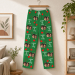 Personalized Multicolor Heart Couple Photo Pajama Pants with Names Birthday Anniversary Gift for Couple
