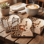 Personalized Colorful 3D-Effect Artwork Highland Cow Leopard Print 11 oz 15 oz Ceramic Mug with Name Birthday Christmas Gift for Highland Cow Lovers