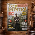 Personalized Top Hunter Magazine Photo Soft Throw Blanket with Name Home Decor Birthday Hunting Season Gift for Man