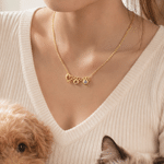 Collana in argento sterling con ciondolo personalizzato a forma di cuore, impronta di zampa di cane o gatto e pietra natale: elegante gioiello, regalo di compleanno per gli amanti degli animali domest