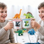 Personalized Cartoon Mermaid Excavator Dinosaur Race Car Truck Initial 12 oz Enamel Mug with Name Kindergarten Daily Use Birthday Gift for Kids