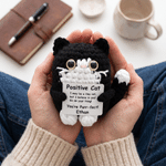 Personalized Inspirational Positive Handmade Cat Crochet Doll Desk Decoration with Name Stress Relief Birthday Gift for Cat Lovers Friends