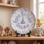 Personalised Watercolor Style Birthday Hat Colourful Polka Dots Ceramic Plate with Name Date and Stand Party Decor Birthday Gift for Newborns 9