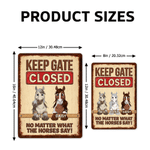 Personalised Keep Gate Closed 1-3 Horses Peeking Tinplate Painting with Names Barn Decor Birthday Gift for Horse Owners