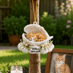 Decorazione personalizzata in acrilico con effetto 3D: foto dell'animale domestico con ali d'angelo, con nome e anno; regalo commemorativo e di condoglianze per i proprietari di animali domestici