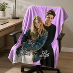 Personalized Oil Painting Style Couple Photo Soft Throw Blanket with Name Christmas Birthday  Anniversary Gift for Couple Girlfriend Boyfriend