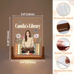Personalized Butterfly Book Cartoon Character Acrylic LED Night Light with Text and Wooden Base Bedroom Decor Birthday Gift for Book Lovers