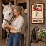 Personalised Keep Gate Closed 1-3 Horses Peeking Tinplate Painting with Names Barn Decor Birthday Gift for Horse Owners