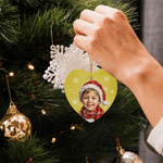 Personalized Snowflake Christmas Theme Cartoon Photo Character Ceramic Ornament with Name Christmas Gift for Family Friends