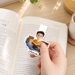 Personalized 3D-Effect Artwork Reading Character Magnetic Bookmark Clip with Name Birthday Back to School Christmas Gift for Book Lover Bookworm