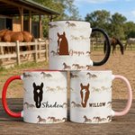 Personalized Multicolour Horse Face Silhouette Mug with Name Daily Use Birthday Holiday Gift for Horse Lover