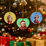 Personalized Snowflake Christmas Theme Cartoon Photo Character Ceramic Ornament with Name Christmas Gift for Family Friends